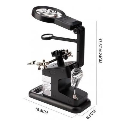 Imagem de Lupa com suporte terceira mão e iluminção em led aumento 2.5d 7.5d