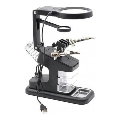 Imagem de Lupa com suporte terceira mão e iluminção em led aumento 2.5d 7.5d