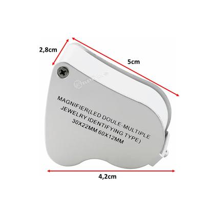 Imagem de Lupa Conta Fio 30x 60x Lente Dupla Com LED Branco Portátil Otimizada 98896