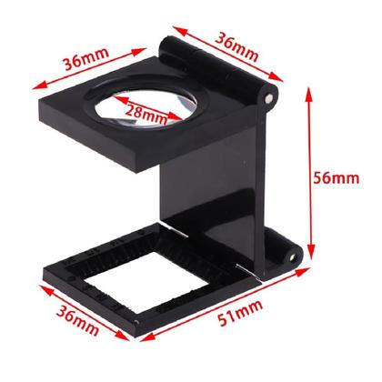 Imagem de Lupa conta fios 10x mini mesa bancada suporte dobravel lente optica 28mm escala profissional