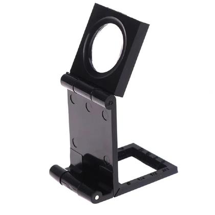 Imagem de Lupa conta fios 10x mini mesa bancada suporte dobravel lente optica 28mm escala profissional