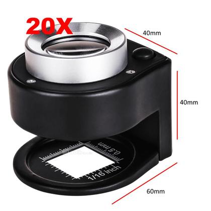 Imagem de Lupa Conta Fios Com Ampliação 20x Escala 25mm 3 Leds + 3 Luz UV - C920