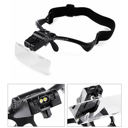Imagem de Lupa De Aumento Para Cabeça Óculos 5 Lentes E Luz LED Com Fita Elástica XM60251