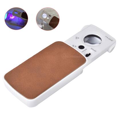 Imagem de Lupa De Bolso 2 Em 1 Ampliação Zoom 30x E 90x Com 3 Led Uv Potente 7742Z