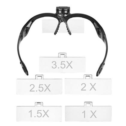 Imagem de Lupa De Cabeça Profissional Iluminação 2 Leds Com 5 Lentes Para Estética E Leitura XM60251