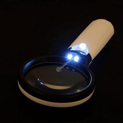 Imagem de Lupa De Mão 3 LED 3X 45x A Pilha Profissional Relojoeiro Leitura 6902AB