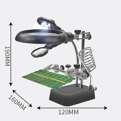 Imagem de Lupa De Mesa E Bancada Com Luminária E Clip Com Cabo USB