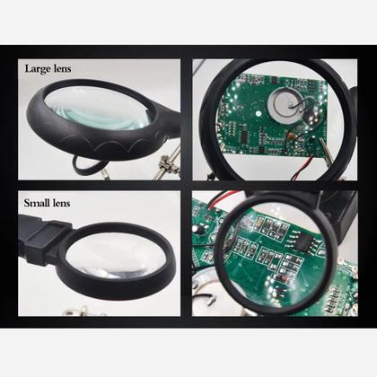 Imagem de Lupa De Mesa E Bancada Com Luminária E Clip Com Cabo USB