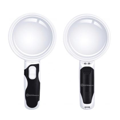 Imagem de Lupa Dupla Lente Grande 5x e Pequena 16x Com Iluminação LED - 77390B