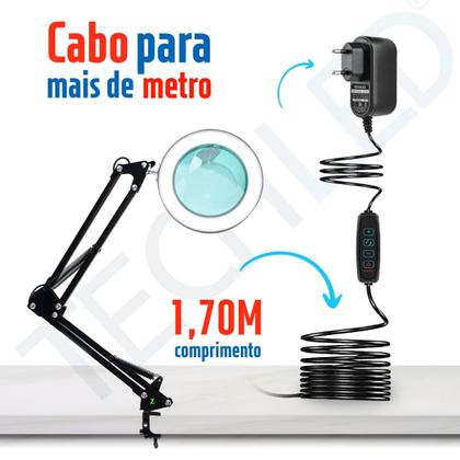 Imagem de Lupa Estetica Articulada Profissional Abajur Luminaria de Mesa para Bancada