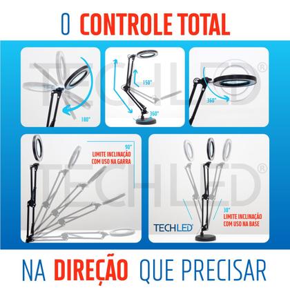 Imagem de Lupa Estetica Articulada Profissional Abajur Luminaria de Mesa para Bancada