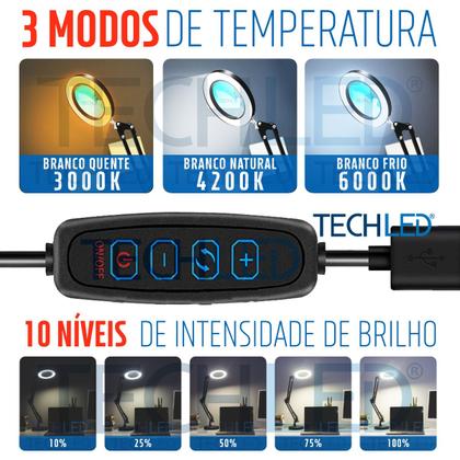 Imagem de Lupa Estetica Articulada Profissional Abajur Luminaria de Mesa para Bancada