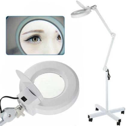 Imagem de Lupa estética luminária com tripé rodinhas 120 leds 10x bivolt branca