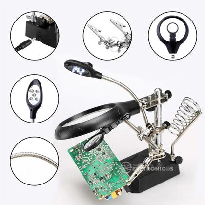 Imagem de Lupa Led Estação De Trabalho Multifuncional Suportes Garras KPAA004