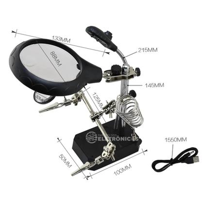 Imagem de Lupa Led Estação De Trabalho Multifuncional Suportes Garras KPAA004