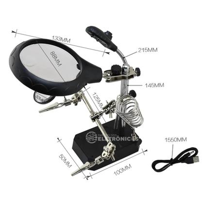 Imagem de Lupa Led Estação De Trabalho Multifuncional Suportes Garras KPAA004