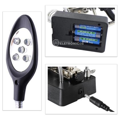 Imagem de Lupa Led Estação De Trabalho Multifuncional Suportes Garras KPAA004