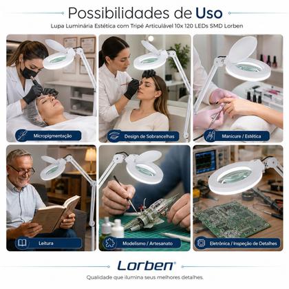 Imagem de Lupa Led Luminária 120 leds SMD regulavel Estética 110V GT724-1 - Lorben