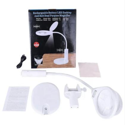 Imagem de Lupa Led Mesa Bancada Luminaria Estetica Clip 2 Em 1 Iluminacao Eletronica Lente De Aumento