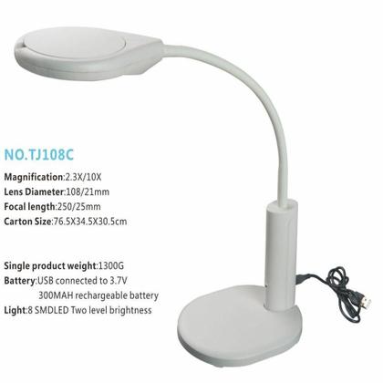 Imagem de Lupa Led Mesa Bancada Luminaria Estetica Clip 2 Em 1 Iluminacao Eletronica Lente De Aumento
