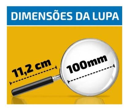 Imagem de Lupa Lente Aumento Vidro 100mm  Cabo