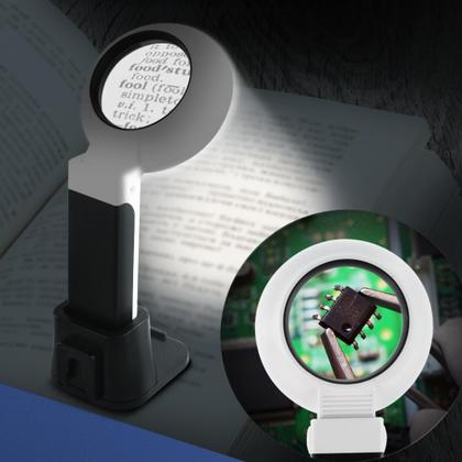 Imagem de Lupa Multifuncional Com Iluminação e Ângulo Articulável Ideal Para Leitura TH7020B