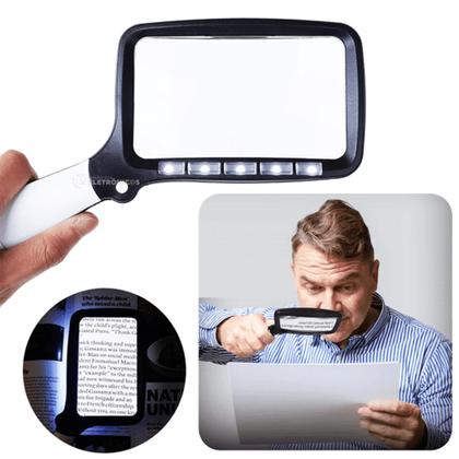Lupa Retangular Dobrável 5 Luz Leds Fortes Para Leitura A Lente De ...