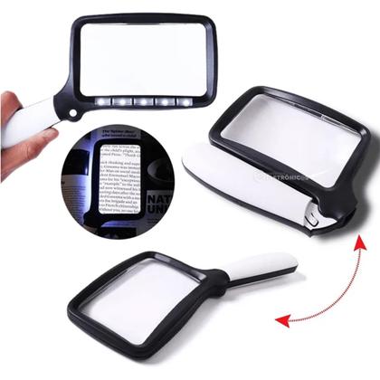 Imagem de Lupa Retangular Dobrável Com Iluminação Led E A Lente De Aumento Com Zoom Flexível 2x 108631