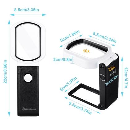 Imagem de Lupa Zoom de Mão e mesa 7 LEDs Brancos e 2 UV Para Identificação Cabo Ajustável 10x 25x - TH70182