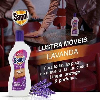 Imagem de Lustra Móveis Sanol Lavanda Brilho Limpeza Proteção 200ml