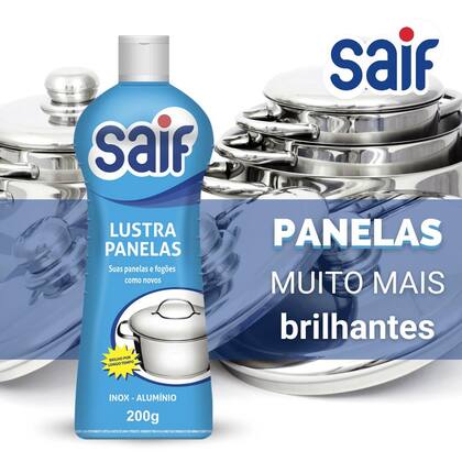 Imagem de Lustra Panelas Saif 200G, Lustra Caçarolas E Fogões Inox E Alumínio, Azul, Brilho Por Longo Tempo, Facilitando Sua Vida,
