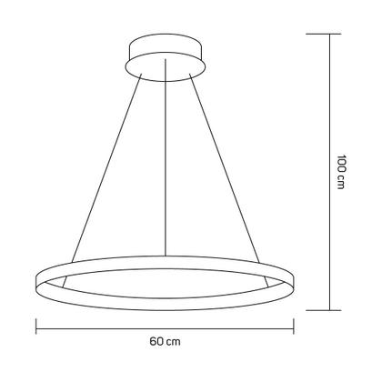 Imagem de Lustre Aro Led Integrado Luminária de Teto Pendente Sala Quarto Moderno Luxuoso 1 Anel Ring 60cm 29W 6500K Luz Branca