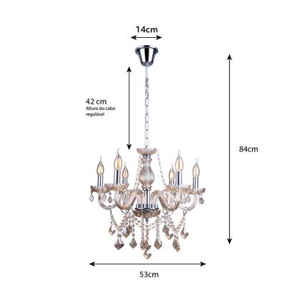 Imagem de Lustre Candelabro de Cristal Legítimo France Nice 6 braços E14