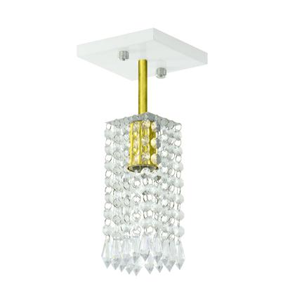 Imagem de Lustre Clearcrillic Cristal Acrílico Quadrado Branco/Dourado