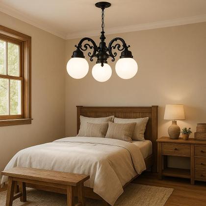 Imagem de Lustre Colonial para Teto Alumínio com 03 globos