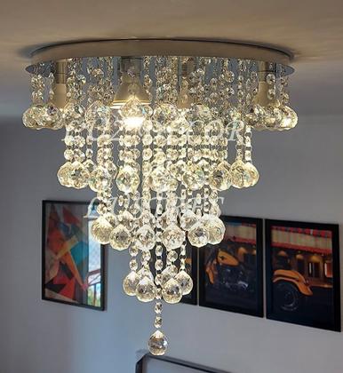 Imagem de Lustre Cristal Para Sala Com Base De Inox 40cm De Diâmetro