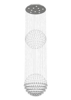 Imagem de Lustre de Cristal Legitimo Globo Duplo 60cm Pé Direito Duplo Vão de Escada Sala Alta G260 Com Lampadas Led