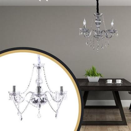 Imagem de Lustre de Cristal Legitimo Luminaria 3 Braços Maria Thereza Candelabro Transparente Luxo Arquitetizze