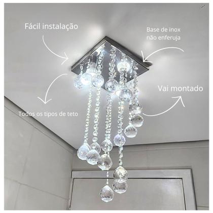 Imagem de Lustre de cristal legítimo vai montado,esfera 4 cm,mais lâmpadas gu10.