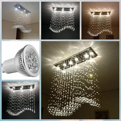 Imagem de Lustre De Cristal Ondular Para Mesa De Jantar E 06 Lâmpadas