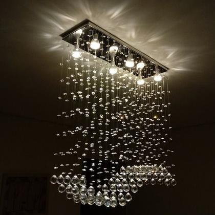 Imagem de Lustre De Cristal Ondular Para Mesa De Jantar E 06 Lâmpadas