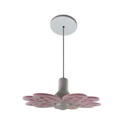 Imagem de Lustre de Flor Branco e Rosa Pendente Delicado Jardim Encantado Menina Cabo Ajustável