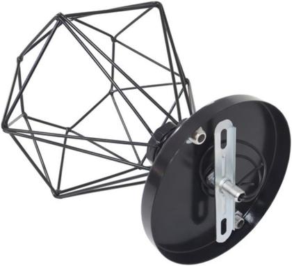 Imagem de Lustre De Teto Industrial Luminária Plafon Retrô Aramado Diamante Sobrepor Preto