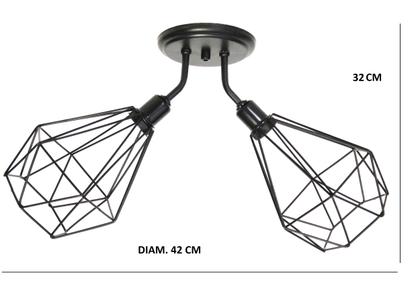 Imagem de Lustre De Teto Retrô -  Plafon Aramado Diamante Duplo Preto