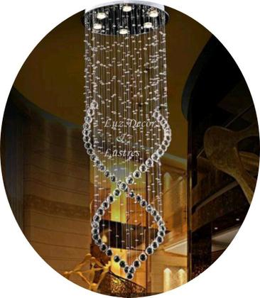 Imagem de Lustre Grande Para Corredor De Cristal K9 Plafon Base Inox
