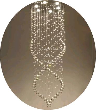 Imagem de Lustre Grande Para Corredor De Cristal K9 Plafon Base Inox