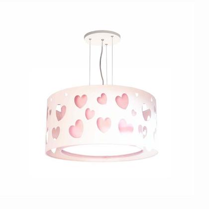 Imagem de Lustre Infantil Pendente Corações Duplo - Rosa 30x16