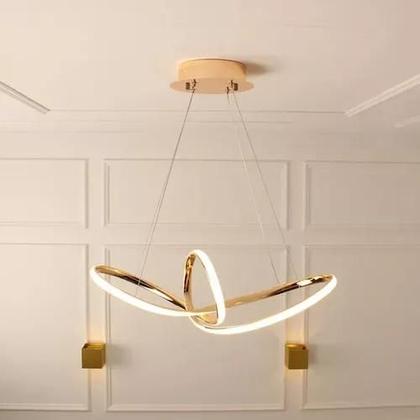 Imagem de Lustre Infinito Cor Dourado Moderno 35w Bivolt Muda De Cor