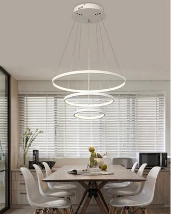 Imagem de Lustre Led Moderno Pendente Anéis 3 Arco Aro Branco