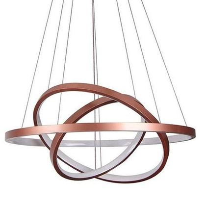 Imagem de Lustre Led Moderno Pendente Anéis 3 Arco Aro Cobre Rose